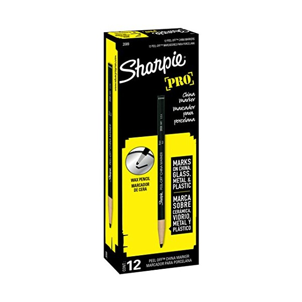 Sharpie PEEL-OFF Marker China, China Marker Bullet, 12 Pack, Black (2089)