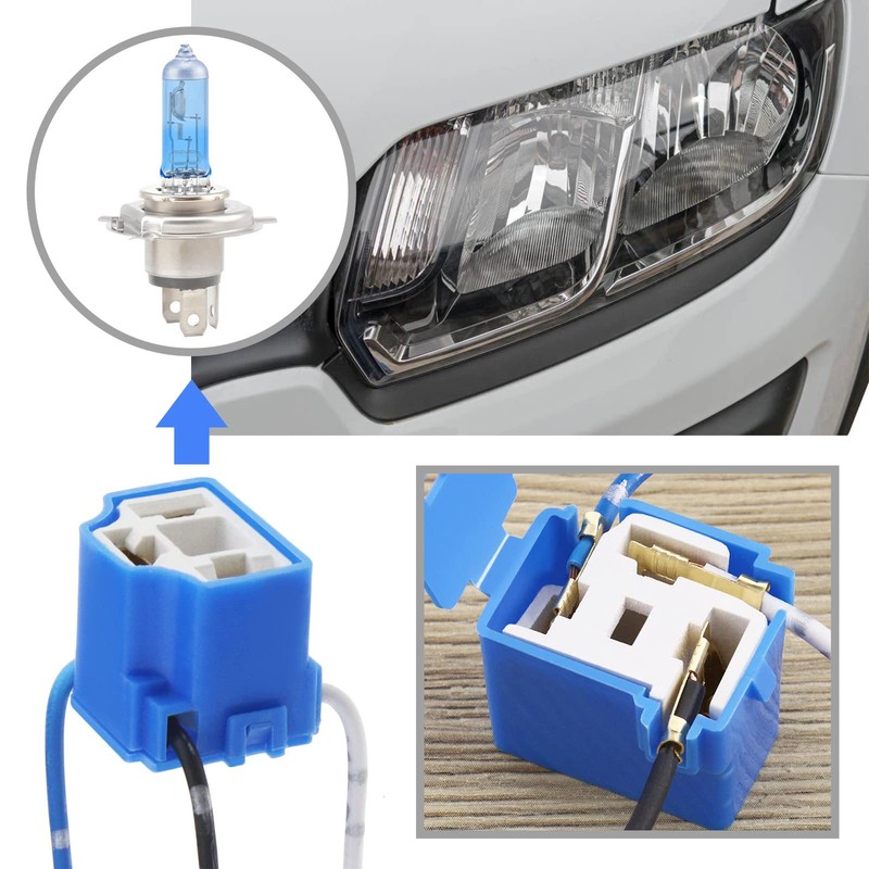 eMagTech 4Pcs 3 Pin H4 Headlight Sockets Replacement 3 Pin