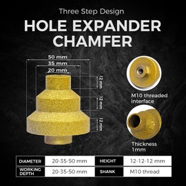 Effective Diamond Core Drill Bit, Diamond Brazed Step Drill Bit, 20-35-50mm Hole Expander Chamfer, Stepped Pagoda Tapered Reamer, Multi-Layer Conical Hole Opener for Metal Tile Marble Ceramic Concrete