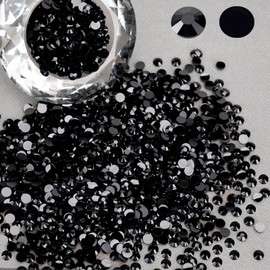 Wholesale Bulk Bags 3000PCS 4mm Resin Flat Back Rhinestone, Solid Black Round Non Hotfix Flatback Resin Rhinestones for Nails, Tumblers, DIY Deco Bling Embellishments, Loose Glitter Crystal Stone