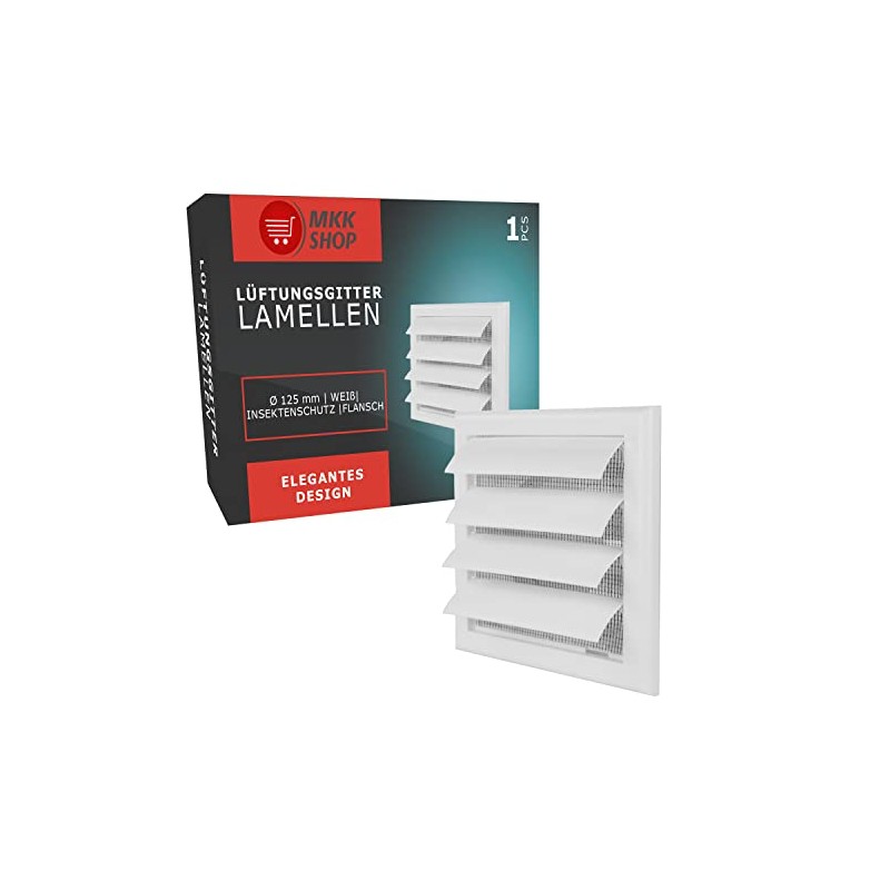 Air vent Gravity flap for 125mm duct, Plastic white(TN4)