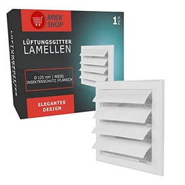 Air vent Gravity flap for 125mm duct, Plastic white(TN4)