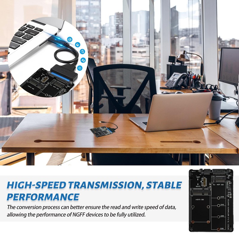 EuAcesry NGFF SSD to SATA3 Adapter and Enclosure for SSD,