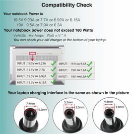 19.5V 9.23A Charger for MSI Laptops Compatible MSI 20V 9A, 20V 7.5A for MSI Pulse GL76 GL66 Crosshair Sword 17 15 Katana GF76 GF75 GF66 GF63 GL76 WF76 WF66 Creator Z16 Stealth 15M Power Supply Charger