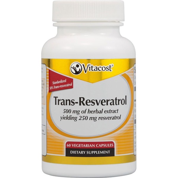 Vitacost Trans-Resveratrol 500 mg of herbal extract yielding 250 mg Trans-resveratrol -- 60