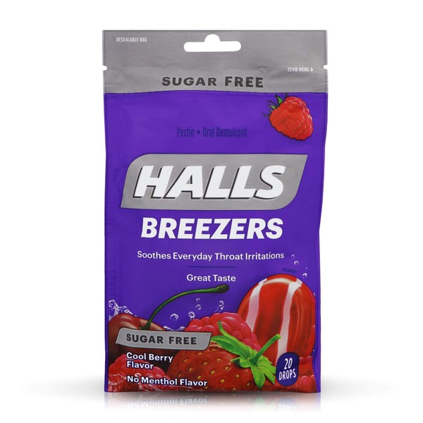 Halls Breezers Drops Sugar Free Cool Berry 20 Each