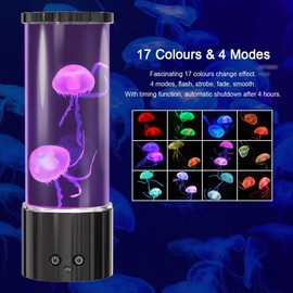 Jellyfish Lamp, KIKILIVE LED Jellyfish Tank Table Lamp with 17 Color Changing, Remote Control, Dimmable Night Light Table Lamp Gift for Kids, for Home Office Christmas Birthday Decoration