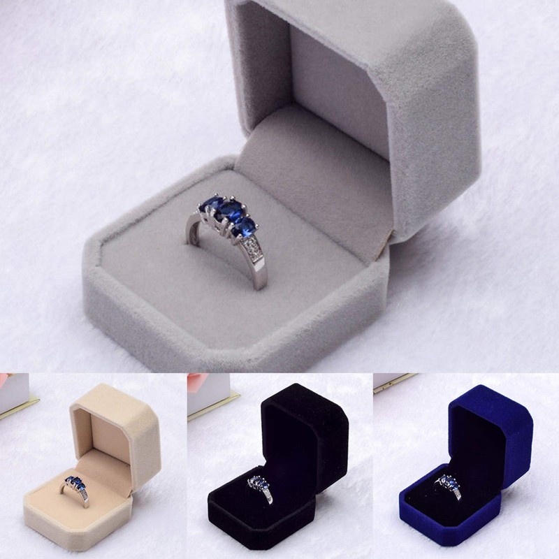 Velvet Finish Jewelry Box, Engagement Wedding Earrings Ring Pendant Display