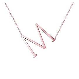 WIGERLON Stainless Steel Initial Letters Necklace for Women Color Gold and Silver from A-Z Letter M Color Rose Gold
