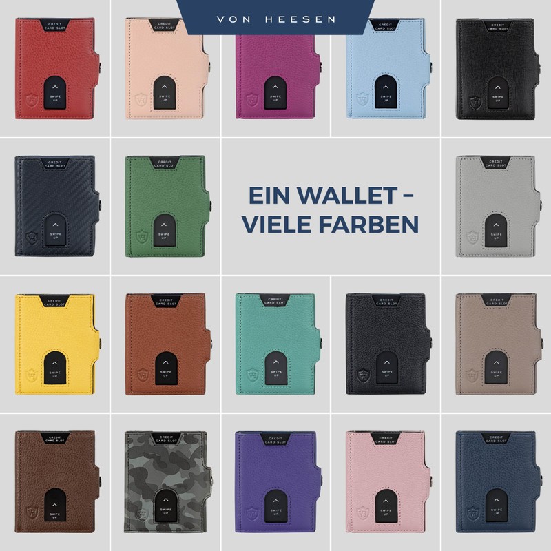 VON HEESEN Slim Wallet with RFID Protection, for Men and
