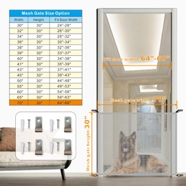Dulepax Dog Gate for Stairs Mesh Baby Gate 30" Hx70 W Dogs Screen for Stairways Doorways, High Density Elastic Pet Gate Indoor Safety with Metal Hooks