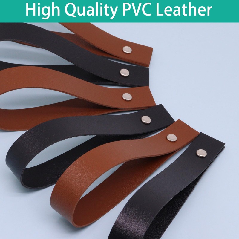 BUXIMN 6pcs Leather Straps for Hanging, Leather Curtain Rod Holder,