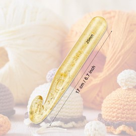 TOYSS Crystal Huge Crochet Hook, 17cm, Plastic, Clear, Large Yarn Crochet Hook with 10 Stitch Markers and 6 Big Eye Needles