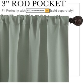 RYB HOME Dorm Curtains Room Darkening, 30 inch Length Privacy Window Treatment Thermal Insulated Covers for Shortage Room Studio Nursery, W42 x L30 inch, 2 Panels, Grayish Green