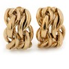20mm Tall/C-Shape Plaited Clip-on Earrings/Gold Tone