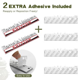 2 Pack Female Veteran Edition Car Emblem with 4 Adhesives, 3D Badge Decal for Trucks, Metal Stickers Replacement Compatible with Universal Vehicle, Army Veteran Gifts for Women (Silver & Red)