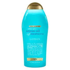 OGX Radiant Glow + Argan Oil of Morocco Extra Hydrating Body Lotion for Dry Skin, Nourishing Creamy Body & Hand Cream for Silky Soft Skin, Paraben-Free, Sulfated-Surfactants Free, 19.5 Ounce