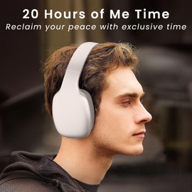 CIRICO BaseTone Wireless Over-Ear Headphones, Bluetooth 5.3, 20H Playtime, Deep Bass, Foldable Lightweight Design for Travel, Home Office, Cellphone/PC, Sliver