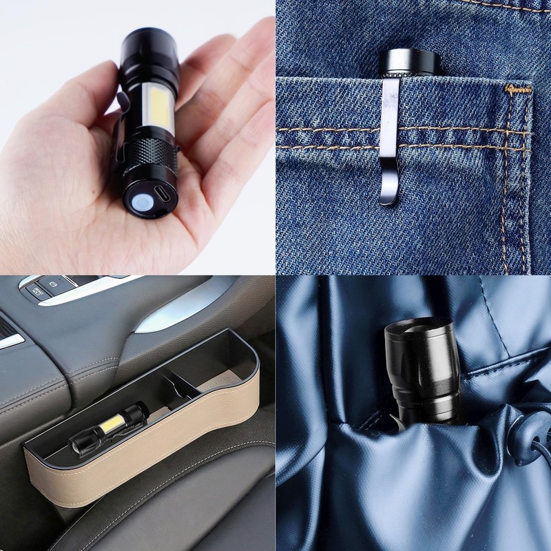 KunHe 4 Pack Rechargeable Flashlights USB-C mini Small LED Lantern