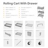 3 Tier Rolling Utility Cart with Drawer,REBECAT Utility Cart Made