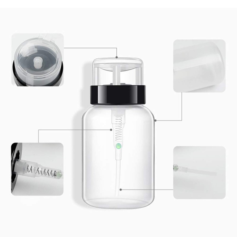 Minkissy 2 x Empty Nail Polish Remover Press Bottles Lockable