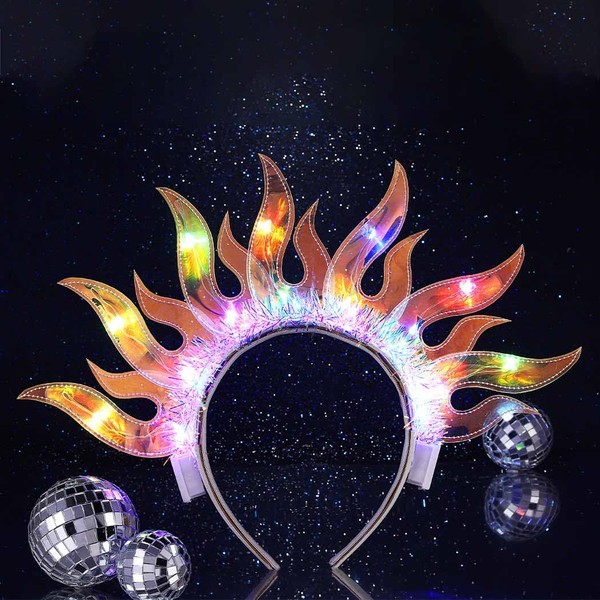 Zoestar - Diadema con llama, con luces LED, brillante, para