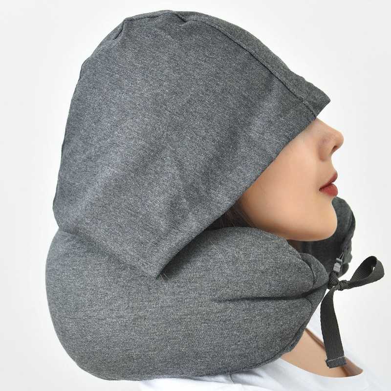 Hoodie Travel Pillow Hooded Neck Pillow Adjustable Ergonomic Travel Neck