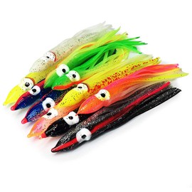 ANCLLO 30 Pieces Multicolor Soft Octopus Lures Squid Rock Baits Trolling Fishing Lures Fishing Skirts Trolling Baits for Saltwater Freshwater