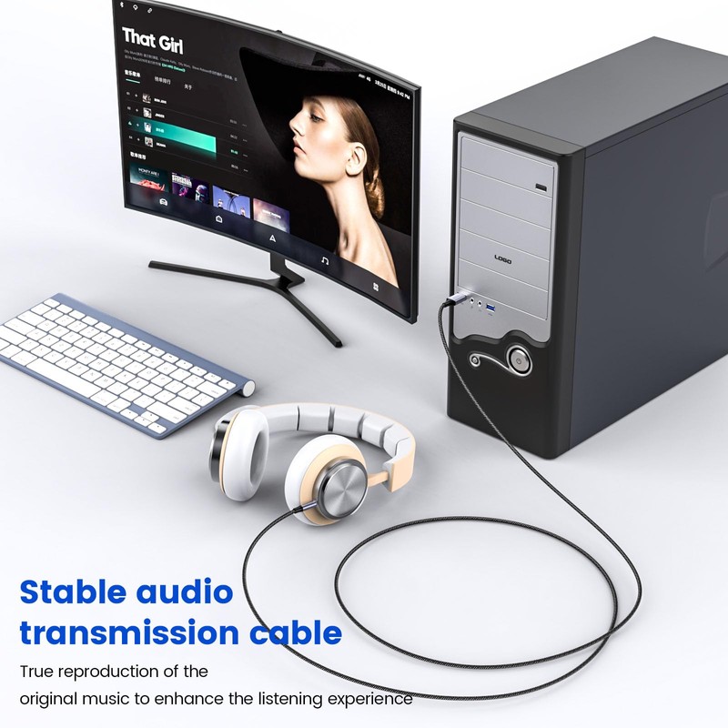 MOSWAG USB to 3.5mm TRRS Audio Jack Adapter with Microphone,