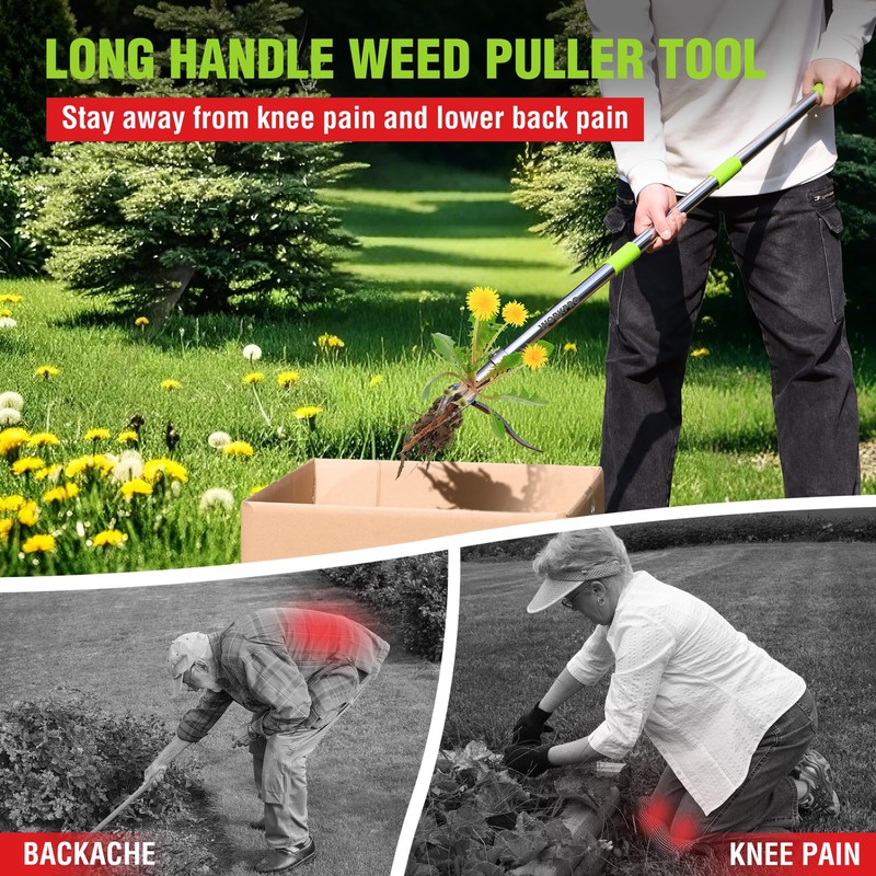 WORKPRO Weed Puller Tool with Long Adjustable Handle (33", 46"),