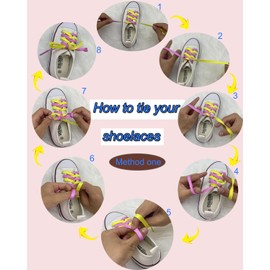 6 Pairs Dual Colored How to Tie Your Shoes For Kids,Fun & Easy Shoe Tying Practice Kit,Learn to Tie Your Shoes For Kids Beginners Early Learning Teaching Educational