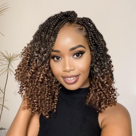 12inch Goddess Box Braids Crochet Hair Box Braids Crochet Hair For Black Women Pre Looped Crochet Hair with Curly Ends Bohemian Crochet Box Braids Crochet Hair (12inch(Pack of 8), T30)