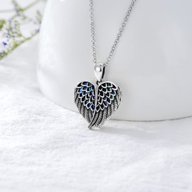 SOULMEET Angel Wing Heart Shaped Locket Necklace That Holds Picture Photo You Are My Angel Sterling Silver Abalone Shell Locket Pendant (Locket only)