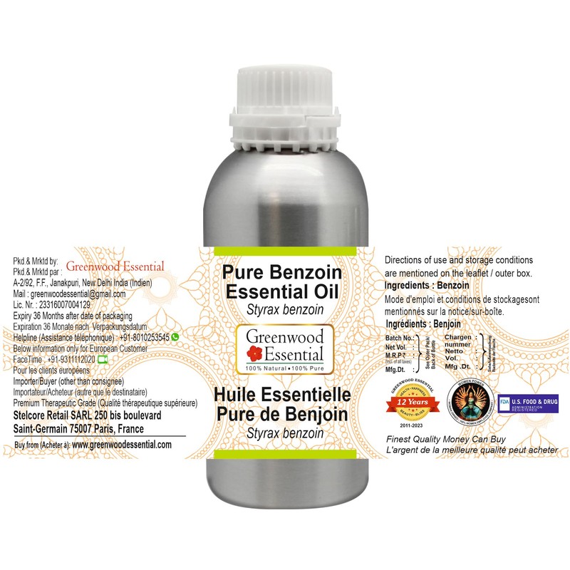 Greenwood Essential Pure Benzoin Essential Oil (Styrax Benzoin) Steam Distilled