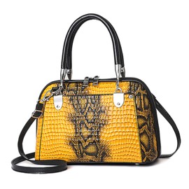 NICOLE & DORIS Retro Handbag for Women Shoulder Bags Classic Crocodile Shoulder Bag PU Leather Handbag Shopper Bag, yellow, Retro