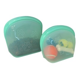 SnapPack Premium Silicone Reusable Pet Storage Stand-Up Bags, Pet Duo Set, Microwave, Dishwasher, Oven and Freezer Safe, BPA Free, Leak-free, and Eco-friendly |1000ml & 2000ml Set (Teal)