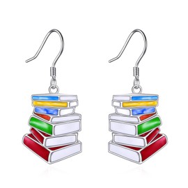 POPLYKE Teacher Student Dangle Earrings Sterling Silver Book Earrings for Women Jewellery Gift