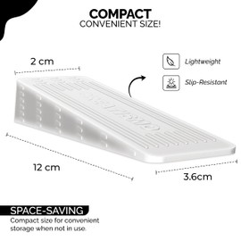 CREATISMO Pack of 6 White Door Stoppers for Floor, Durable, Anti-Skid, Heavy-Duty Rubber Wedges Indoors, for All Floor Types & Doorstops Preventing Accidents