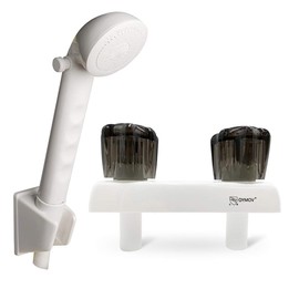 RV Shower Faucet with Head and Hose - Indoor Outdoor Camper Shower Faucet Set Water-saving On-Off Showerhead Replacement Kit for RVs, Fifth Wheels, Motorhomes,Travel Trailers,Campers,White