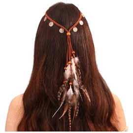 FASELE Framing Hair Ornaments Feather Hairband Hair Accessories Bohemian Style Hippie Band Feather Decoration Fork Adjustable Fashion Beach Travel Photography Party