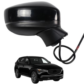 Liizoo Side Mirror for MAZDA CX-5 2017-2022 Car Door Mirror Fits for MAZDA CX-5 2017-2022 Right Passenger Side | Power |Lamp|BSM |MA1321198| BLACK (RH)-6 Wires