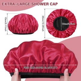 CVNRCLP Waterproof Satin & Microfiber Shower Cap - Extra Large Size for Long Hair - Stylish and Comfortable Women's Hair Protection
