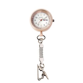 Nurse Day and Date Display, Short Chain Watch (NEW) Reverse Dial, Nurse Watch, Nurse Watch, Pulse Measurement Scale, Glow in the Sun, Nurse Goods, beige, Minimalist