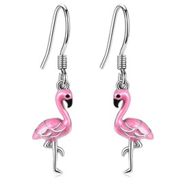 Flamingo Earrings Women's 925 Sterling Silver Pink Flamingo Earrings Animal Jewellery Christmas Gifts for Women Girls Teen, Cubic Zirconia