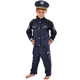 WiMi Police Children's Costume 110-116 Blue for Carnival Policeman