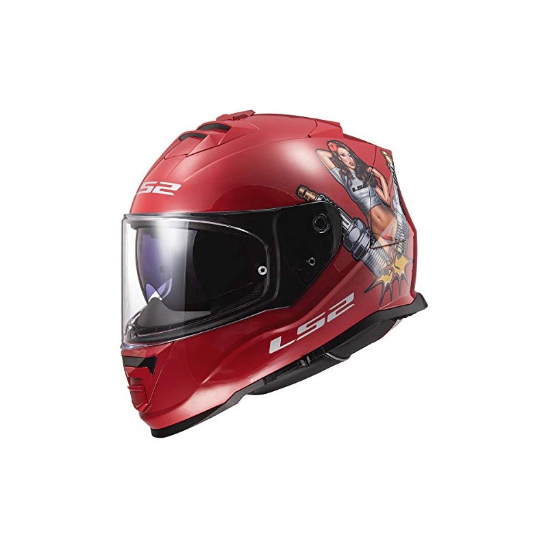 LS2 Helmets Assault Full Face Motorcycle Helmet W/SunShield (Matte Chili