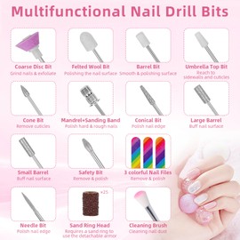 Electric Nail Files, 15000RPM Cordless Nail Drill Professional Nail Drill 11 in 1 Speed-Adjustable Electric Nail Drill for Nail Art DIY, Home or Salon Use Rose Gold