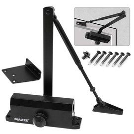 MARIE Automatic Adjustable Size 3 Spring Hydraulic Door Closer Heavy Duty Auto Closer for Residential and Commercial Doors, Black