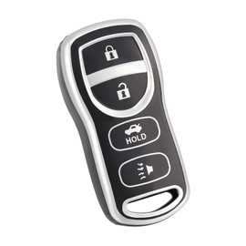 OFF WE GO for Nissan Key Fob Cover, TPU Key Fob Case Fit for Nissan Xterra Titan 350Z Quest Altima Maxima Murano Armada Sentra Versa Infiniti QX56 FX35 FX45 EX35 G35 Smart Car Key(Silver Black)