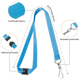 saerryor 16PCS Breakaway Lanyard for Card Holders, Quick Release Lanyards with Safety Breakaway Clip and Oval Clasp, Durable Rainbow Neck Safety Lanyards Straps for Name Badge Holders